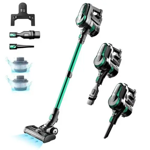 Produktbild: FixtFixer 30000Pa Akku Staubsauger, 350W Staubsauger Kabellos Saugleistung, Bis zu 55 Min Laufzeit, Staubsauger mit Anti-Tangle-Bürste, Stielstaubsauger für Hartböden,Teppiche,Tierhaare