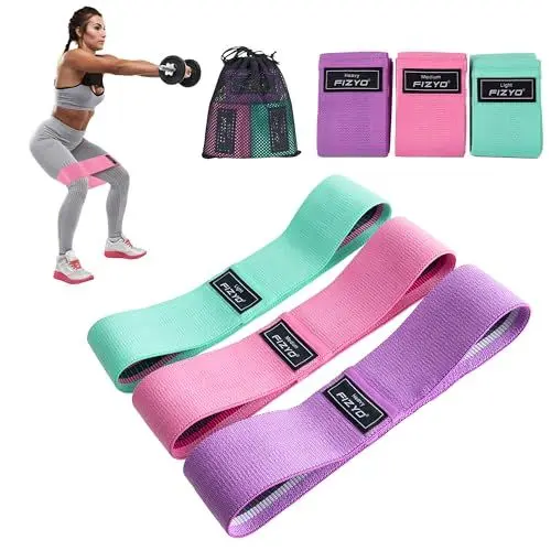 Produktbild: Fizyo 3er-Set Fitnessbänder mit Widerstandsstufen, Widerstandsbänder für Übungen, Fitnessband aus Stoff für Krafttraining, Muskelaufbau, Yoga und Pilates, inkl. Aufbewahrungstasche
