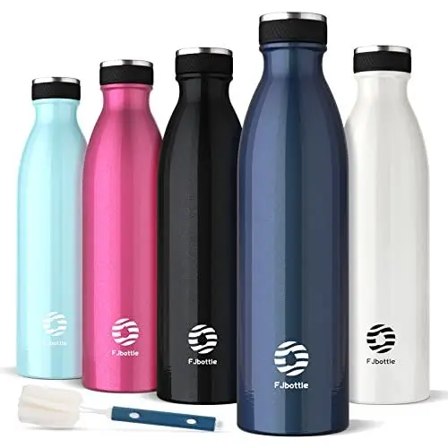 Produktbild: FJbottle Edelstahl Trinkflasche 1L - BPA-Frei Auslaufsichere Wasserflasche Sport, Kohlensäure geeignet - Thermosflasche für Sprudel, Uni, Fitness, Outdoor, Camping