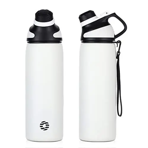 Produktbild: Fjbottle Edelstahl Trinkflasche Sport mit Magnetischem Deckel 1L, 800ml, 600ml, 400ml BPA-Frei Auslaufsichere Kinder Flasche - Kohlensäure geeignet 1500ML Wasserflasche Thermo für Schule, Fitness