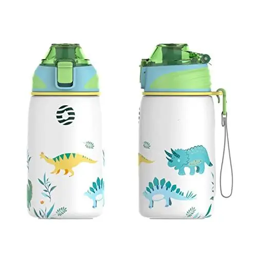 Produktbild: Fjbottle Kinder Trinkflasche Edelstahl 400ML - 1-Klick-Öffnung, BPA-Frei Auslaufsichere Thermo flasche, Kohlensäure geeignet Thermoskanne Jungen/Mädchen für Kindergarten, Schule, Reise