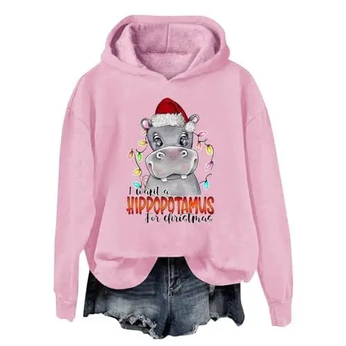 Produktbild: FJKVAVF Black of Friday Weihnachten Dunkelgrüner Pullover Damen Leichte Sweatshirts Fuer Damen Weihnachtskostüm Familie Sportjacke Damen Rot Oversized College Jacke Meine Bestellungen