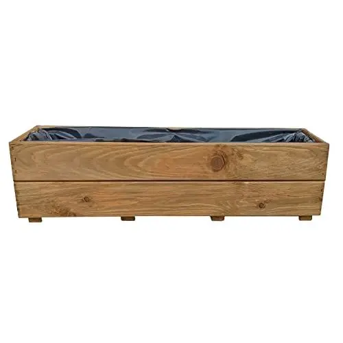 Produktbild: FKL Pflanzkasten aus Holz Pflanzkübel Kübel Kasten Garten Terrasse fertig montiert D27 (Eiche, 90 cm)