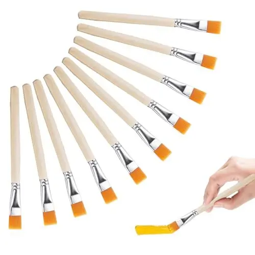Produktbild: Flache Pinsel Set, 10 Stück 17cm Künstlerpinsel Pinselset Acrylfarben Klein Flachpinsel Aquarell Detail Pinsel Nylonpinsel für Anfänger Künstler Gemälde Liebhaber