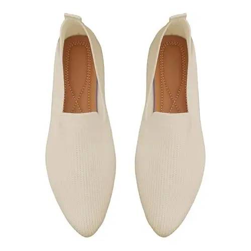 Produktbild: Chunky Loafers Damen Schwarz Schuhe Von Damen Gewebte, orthopädische, atmungsaktive, weiche Schuhe für Damen, zum Spazierengehen, Slip-On-Schuhe aus wasserdichte Barfußschuhe Damen Damen (Beige, 40)