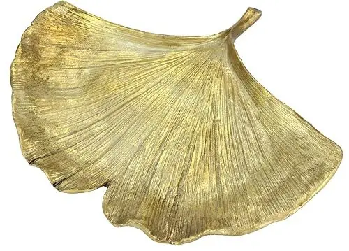 Produktbild: Flair Flower Ginkgo Deko-Schale Ginkgoblatt aus Polyresin Schale Tablett Serviertablett Dekoschale Tischdeko Dekoteller Schmuck-Tablett Deko Deko-Objekt Gold
