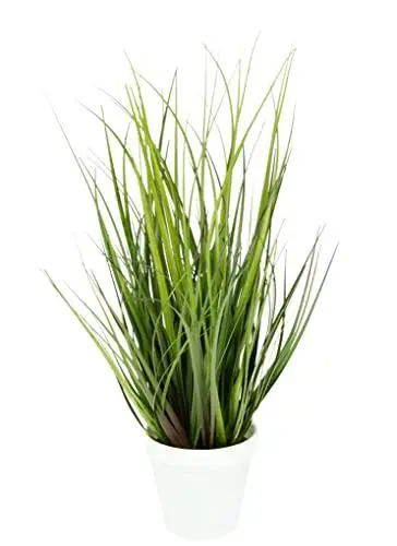 Produktbild: Flair Flower Künstlicher Grasbusch im Topf Kunstpflanze Dekogras Kunstgras Pflanze Ziergras Gras Grasbüschel Busch Deko Gräser Frühjahr Ufergras Schilf Hochzeitsdeko Dekopflanze, Grün, 43x20x20cm