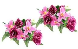 Produktbild: Flair Flower Kunstblumenstrauß mit künstlichen Rosen Lilien Aufleger Gesteck Rose Kunstblume Arrangement Bouquet Strauß Grabdekoration Grableger Grabschmuck Friedhofsgesteck, Orchideen/Rosen