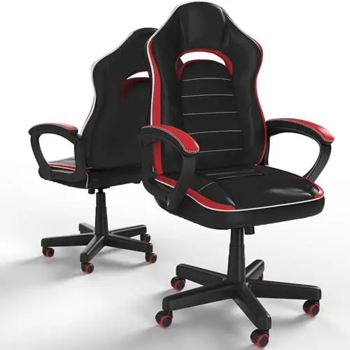 Produktbild: Flamaker Bürostuhl Chefsessel, Ergonomisch Hat Hhenverstellung Bürostuhl, Gaming Stuhl Drehstuhl, Faux Leather Schreibtischstuhl, Bis 150kg (Rot)