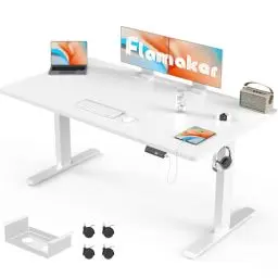 Produktbild: Flamaker Höhenverstellbarer Schreibtisch 160 x 80 cm, Schreibtisch Höhenverstellbar Elektrisch mit Memory Funktion, Computertisch mit Kabelmanagement, Standing Desk, Stehpult, Bürotisch, Weiß
