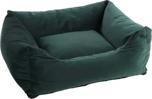 Produktbild: Flamingo Ergonomisches Hundebett Elena Rechteckig Grün – A: 80 cm, B: 67 cm, C: 22 cm, Antislip, Waschbar, Zart, Luxuriös und Stilvolles Design