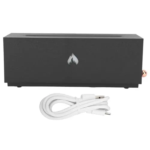 Produktbild: Flammendiffusor-Luftbefeuchter, Diffusor für ätherische Öle, 3D-Kamin-Optik, Aromatherapie-Diffusor, mehrfarbiger Aromadiffusor mit automatischer Abschaltung (Schwarz)