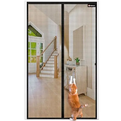 Produktbild: Flammhemmend Fliegengitter Balkontür Magnet,Glasfasermaterial,85x210cm Stärkere Magneten Fliegengitter Tür,Fliegengittertüren Ohne Bohren,Insektenschutzgitter Für Balkontür/Terrassentür,Schwarz