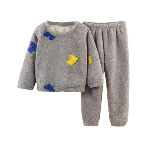 Produktbild: Flanell Schlafanzug Jungen Kinder Schlafanzüge für Mädchen Frottee Pyjama Set Cartoon Muster Niedliche Pjs Lang Schlafanzughose+Schlafanzugoberteile Herbst Winter Warme Nachtwäsche Set Hauskleidung