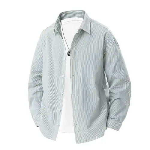 Produktbild: Flanellhemd Herren Gestreiftes Hemd für Langarm, Freizeithemd Mode Kariertes Hemd, Plus Sizes, Normale Passform, Classic Everyday Shirts, Atmungsaktive Stilvolle