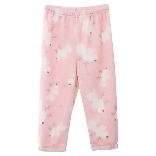 Produktbild: Flannel Schlafhose Mädchen lang Rosa - Weich Bequem Schlafanzughose für Mädchen Süß Fleece Pyjama Hose Kinder Elastische Taille Kuschelig Pyjamahose Plüschhose Baggy Hosen Jogginghosen 1-12 Jahre