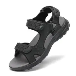 Produktbild: FLARUT Herren Sandalen Sommer Wanderschuhe Trekkingsandalen Outdoor Sport Leder Strand Wandersandale Offene Zehe Wandern Sandalen Lässige Sportsandalen(Schwarz B,44)