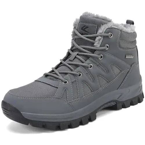 Produktbild: FLARUT Herren Winterstiefel Warm Gefüttert Wanderstiefel Schneestiefel Trekking Stiefel Schuhe Winterschuhe Wanderschuhe Schneeschuhe Outdoor(Grau,46)