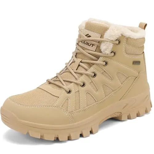 Produktbild: FLARUT Herren Winterstiefel Warm Gefüttert Wanderstiefel Schneestiefel Trekking Stiefel Schuhe Winterschuhe Wanderschuhe Schneeschuhe Outdoor(Khaki,45)