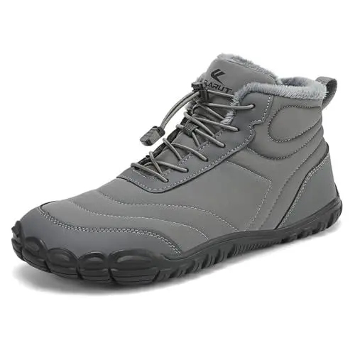 Produktbild: FLARUT Winter Barfußschuhe Herren Damen Warm Gefüttert Winterschuhe Breite Zehen Wasserabweisend Traillaufschuhe Winterstiefel(Tiefes Grau,44)