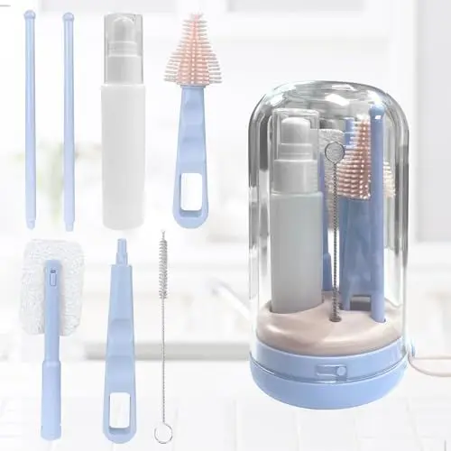 Produktbild: Flaschenbürste Baby Flaschenbürste Babyflaschen Reise Baby Flaschenbürsten Set, Babyflaschen Bürste 7-in-1-Reiseset mit Aufbewahrungsbox, Tragbares Babyflaschenreiniger-Bürstenset