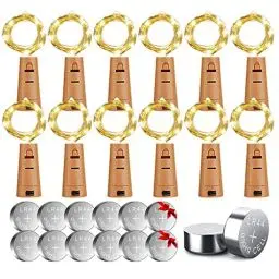 Produktbild: Flaschenlicht 12 Stück, 20 LED Flaschenlichterkette Korken, Flaschenlicht Mit 12 Ersatzbatterien (LR44), 2M Flaschen Lichterkette, Warmweiß Flaschenlicht Korken, Lichterkette Flasche für Flasche DIY