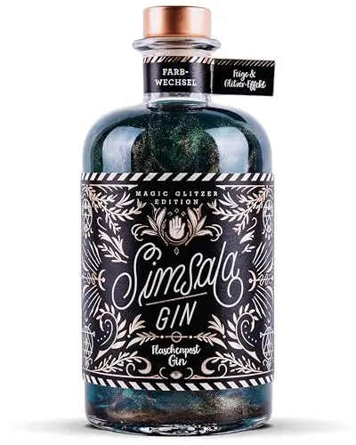 Produktbild: FLASCHENPOST GIN - Simsala Gin mit Glitzer-Effekt - verfeinert mit Feige - Zauber Gin mit Glitzer & Farbwechsel von Blau zu Lila - Limited Edition (0,5l)