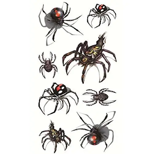 Produktbild: Flash Einmal Temporary Klebe Tattoo 3D Spinnen Schwarz Körper Party Geschenk Party Urlaub Strand WOW