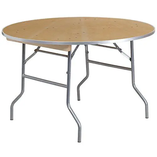 Produktbild: Flash Furniture 48RND Holz-Klapptisch, MTL-Rand, Stahl, natürlich, 121,9 cm, rund
