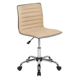 Produktbild: Flash Furniture Alan Designer-Bürostuhl mit niedriger Rückenlehne, ohne Armlehnen, geriffelt, Hellbraun