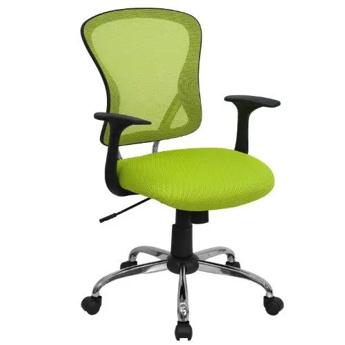 Produktbild: Flash Furniture Alfred Bürostuhl mit Drehgelenk, mittlere Rückenlehne, Netzstoff, mit Chromsockel und Armlehnen, Grün