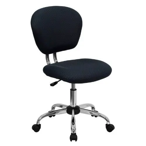 Produktbild: Flash Furniture Arbeitsstuhl, mittelhohe Rückenlehne, Netzmaterial, drehbar, mit Chrombasis, Metall, grau, 58 x 56 x 25 cm