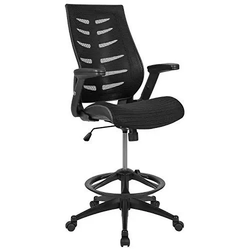 Produktbild: Flash Furniture BL-ZP-809D-BK-GG Stuhl, hohe Rückenlehne, mit verstellbarem Fußring und verstellbaren Klapparmen, Schwarz Modern 28