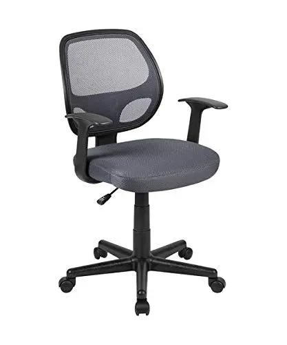 Produktbild: Flash Furniture Bürostuhl mit mittelhoher Rückenlehne – Ergonomischer Schreibtischstuhl mit Armlehnen und Netzstoff – Perfekt für Home Office oder Büro – Grau
