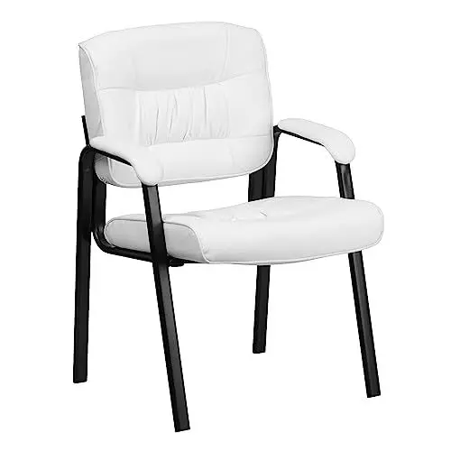 Produktbild: Flash Furniture Bürostuhl mit mittelhoher Rückenlehne – Schreibtischstuhl mit gepolsterten Armlehnen und LeatherSoft-Material – Ideal für Home Office oder Büro – Weiß/ Schwarz