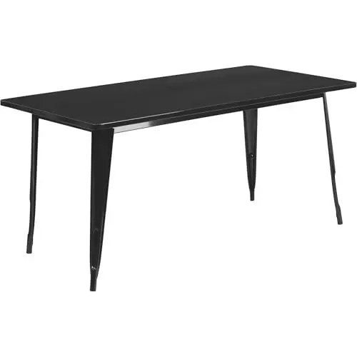 Produktbild: Flash Furniture Charis Commercial Grade 80 x 160 cm rechteckiger schwarzer Metalltisch für drinnen und draußen