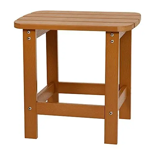 Produktbild: Flash Furniture Charlestown Adirondack Beistelltisch aus Polyresin, Teakholz, wetterfest, für drinnen und draußen