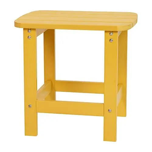 Produktbild: Flash Furniture Charlestown Adirondack Beistelltisch aus Polyresin, für jedes Wetter, für drinnen und draußen, Gelb