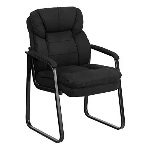 Produktbild: Flash Furniture Chefsessel aus Mikrofaser, mit Lendenwirbelstütze und Schlitten, Schwarz