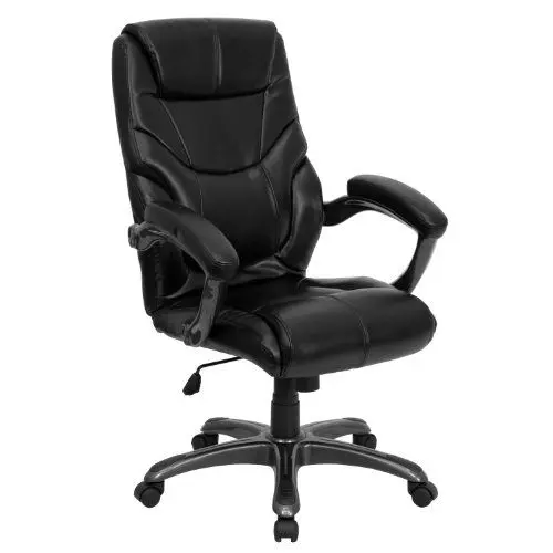 Produktbild: Flash Furniture Greer Bürostuhl mit hoher Rückenlehne, weiches Leder, ergonomisch, mit Armlehnen, Schwarz
