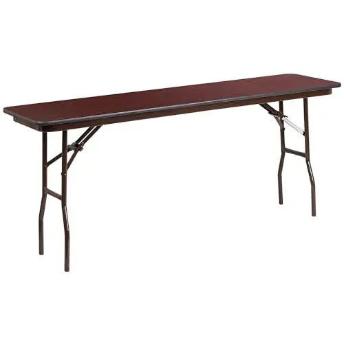 Produktbild: Flash Furniture Frankie Trainings- und Veranstaltungstisch, Mahagoni, Melamin, Laminat, zusammenklappbar, rechteckig, 1,8 m, Braun