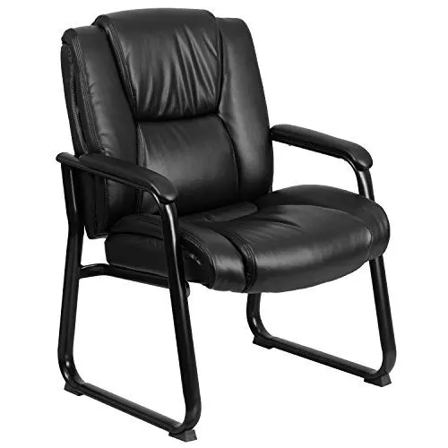 Produktbild: Flash Furniture Hercules Big & Tall Chefsessel, 227 kg Traglast, getuftetes LeatherSoft, Empfangsstuhl mit Kufengestell, Metall, Schwarz, 1 Stück