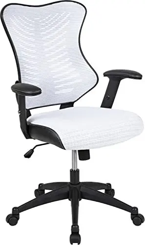 Produktbild: Flash Furniture High Back Designer White Mesh Executive Swivel Ergonomic Office Chair with Adjustable Arms, 25.75