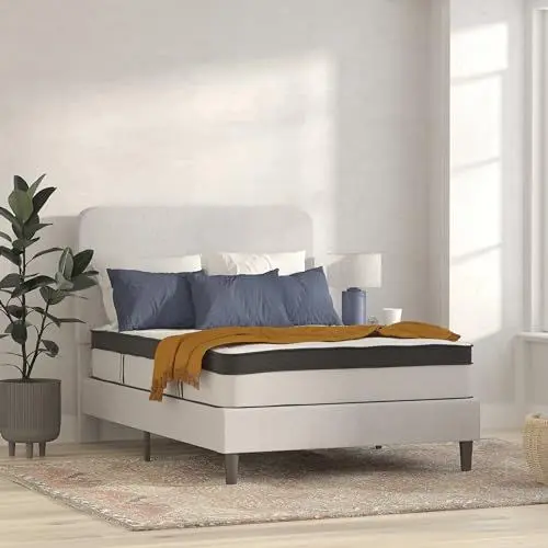 Produktbild: Flash Furniture Hybrid-Taschenfederkernmatratze – Mittelfeste Schaumstoff Matratze für erholsamen Schlaf – Hochwertige Matratze in Doppelgröße – 140 x 190 x 30 cm – Weiß