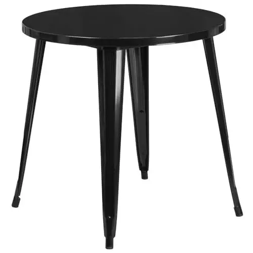 Produktbild: Flash Furniture Jeffrey Tisch für Innen- und Außenbereich, 76,2 cm, rund, Metall, Schwarz