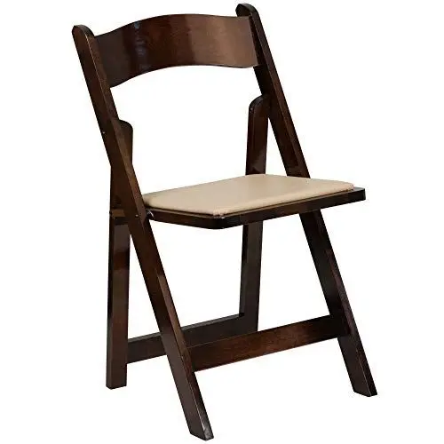 Produktbild: Flash Furniture Hercules Klappstuhl, Holz, mit gepolsterter Vinylpolster-Sitzfläche, Obstholz, 4 Stück