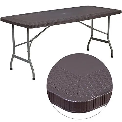 Produktbild: Flash Furniture Klapptisch aus Kunststoff, 82,5 x 171,4 cm, Braun, 82,5 x 171,4 cm