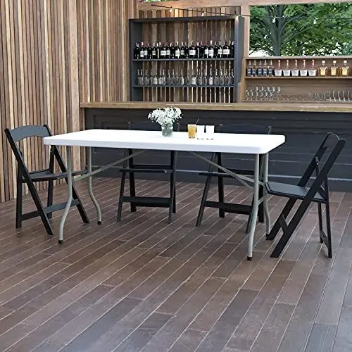 Produktbild: Flash Furniture Klapptisch, 1,5 m, Metall, Kunststoff: Polyethylen, Granitweiß