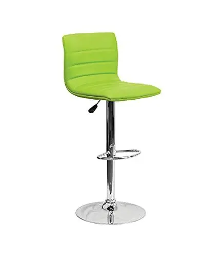 Produktbild: Flash Furniture Vincent Barhocker mit Rückenlehne, höhenverstellbar, Vinyl, mit Chrom-Standfuß, Grün, 2 Stück