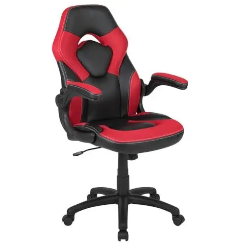 Produktbild: Flash Furniture X10 Gaming-Stuhl, ergonomischer Bürostuhl für PC- und Gaming-Setups, verstellbarer Gamer-Stuhl mit Rückenunterstützung, LeatherSoft, rot/schwarz